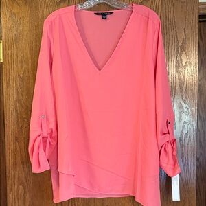 Zac & Rachel Coral V-Neck Blouse